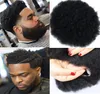 Postiches pour hommes Afro Curl cheveux humains pleine dentelle toupet couleur noir de jais # 1 cheveux vierges péruviens hommes remplacement de cheveux toupet pour hommes noirs