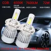 Phare à LED de voiture blanche C6 H1 H3 H4 H7 H1 H11 HB3 9005 HB4 9006 COB 72W 7600LM Auto FOe FOW Ampoule Automobile HeadLamp DRL 6500K