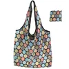 New folding Bag Shopping Bags Reusable Storage Bag Eco Friendly Handbags Tote Bags Large printed shoulder 7066