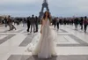 Julie Vino2020 Backless Wedding Dress V Neck Appliqued Bridal Gowns Custom Vestido de Novia Sweep Train Castle Wedding Clows Cheap