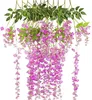 12Pcs Set Wisteria Vine Fake Flower Artificial Wisteria Hanging Flowers for Home Garden Wedding Birthday Christmas Decor 6 Colors