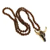 2023 Модные длинные ожерелья ручное ожерелье Хрустальное бусин с подвеской для головы быка подвеска