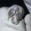 Choucong Unique Big Flower Ring Diamond CZ 925 Sterling Silver Engagement Bröllop Band Ringar för Kvinnor Män Finger Smycken