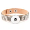 Noosa Wide Leather Armband 18mm Chunk Ginger Snap Button Charm Bangle Rhinestone Wristband för kvinnor Utbytbara DIY Smycken