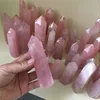 6-7cm Natural Rock Pink Rose Quartz Crystal Wand Point Healing Mineral Stone För Hem Decora