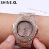 Mens Watch Quartz Gold HIP HOP Wrist Watches With Micro pave CZ Stainless Steel Wristband Clock Hours