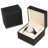 Moda Watch Boxes PU Leather Square Watch Case Z Poduszką Biżuteria Wyświetlacz Box Uchwyt Organizatora Przechowywania