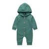 Baby hooded rompers barn solid botton jumpsuits långärmad bodysuits casual onesies mode overall byxor boutique klättra kläder py472