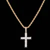 personalized Vintage Rose Gold Blingbling Diamond Iced Out Cross Pendant Chain Necklace Square Cubic Zirconia Jewelry Gift For Men Women
