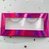 Mjukt kartonglås Box 3D Mink Ögonfransar Boxar Falska Falska Ögonfransar Förpackning Rosa Holografisk Box Anpassad Privat Etikett Logo