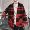 Фланелевая рубашка мужская с длинным рукавом зимняя повседневная корейская свободная модная винтажная мужская рубашка клетчатая оверсайз мужские топы и блузки306V