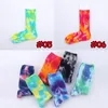 Calzino da skate in cotone di alta qualità 6 colori Uomo Donna Calzino Kneehigh Divertente Ciclismo Corsa Escursionismo Tie Dye calze calzini firmati EJY5654351