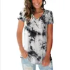 T-shirt Tie-dyed Scollo a V Top Summer Street Tees Moda femminile Camicie a maniche corte Casual Harajuku Blusas Abbigliamento donna firmato B7513