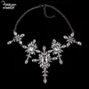 Dvacaman Trendy Big Statement Necklace Women Crystal Flower Pendant Halsband Party Maxi Choker Collar SMycken Drop AQ95 J2913