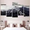 Fantastiche stampe HD su tela Wall Art Soggiorno Decorazioni per la casa Immagini 5 pezzi Snow Mountain Plateau Wolf Dipinti Quadro di poster di animali