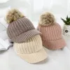 Winter nieuwe breien baby cap schattige pom pom baby kinderen jongen meisje winter hoed caps verstelbare honkbal cap beanie jongens meisjes zon hoeden gratis schip