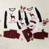 Christmas Elk Plaid Clothing Set Xmas Parent - child Family Pajamas Mom Dad Daughter Son Sleepwear LJJO7391-2
