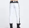 Heren jeans mode heren rechte slim fit biker broek skinny denim gewassen hiphop broek wit Aziatische maat