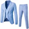 ライトブルー新郎Tuxedosノッチラペルメンズウェディングタキシード人気の男性ビジネスディナープロムブレザー3ピーススーツ（ジャケット+パンツ+ネクタイ+ベスト）1065