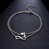 Vintage 26 Letter Anklet Bracelets Female Initial Heart Infinity Charm Bohemian Friend Jewelry Gift Ankles Bangle for Women Girls