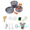 Wholesale-Camping Cookware Outdoor Travel Aluminum Cooking Kits Picnic for 1-2 Person Outdoor Camping Hiking Cookware Bowl Pot Pan Set