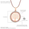 Tree of Life Crystal Round Small Pendant Necklace Gold Silver Rose Colors Elegant Women Jewelry Gifts