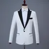 Ny ankomst One Button White Groom Tuxedos Peak Lapel Groomsmen Bästa Man Bröllop Prom Middagsdukar (Jacka + Byxor)