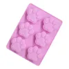 Wholesales 6 격자 Jelly Mold 고양이의 손으로 만든 비누 금형 실리콘 케이크 금형 W9724 무료 배송