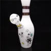 8in Height Bowling Glass Bong with White pattern bowl & Glass needle Glass Smoking Pipes Hookahs Global delivery