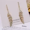 Fashion-feather Stud Earrings for Women Gold Plated Wedding Jewelry S Needle Cubic Zirconia Summer Fashion Earrings326y party gift