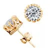Fashion- Crown Wedding Stud Boucles d'oreilles en argent sterling 925 CZ Diamants simulés Fiançailles Beaux bijoux Boucles d'oreilles en cristal