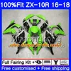 corpo de injecção para a Kawasaki ZX 10R ZX1000 ZX10R 16 17 18 254HM.0 ZX 10 R ZX 1000 2016 2017 2018 ZX10R carenagens kit de Fábrica preto verde