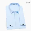 Camisas de vestir con puños franceses para hombres Camisa de manga larga para trabajo social de negocios sin hierro Formal para hombres Camisa blanca sólida con gemelos