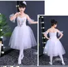 Stage Wear Girl Ballerinatutu Kostuum Kind Pailletten Wit Swan Lake Tutu Dance Jurk Ballet Kleding voor kinderen Ballet1