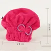 Coral Fleece Bath Hat Magic Hair Dry Drying Turban Wrap Towel Hat Water Absorption Quick Dry Bath Cap Cute Bow Make Up Towel DBC D4678355