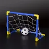 Sales Folding Mini Football Soccer Ball Goal Post Net Set + Pump Kids Sport Indoor Home Outdoor Games Toys gift drop shipping