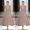 Tony Ward Blush Pink Abiti da ballo Lunghezza alla caviglia Tulle con perline Abiti da sera formali Abito da festa sexy con scollo a V profondo