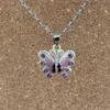 10 stks / partijen Paarse Rhinestone Emaille Butterfly Legering Charms Hangers Kettingen Sieraden DIY 23.6 Inch Kettingen A-509D