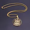 Freemason Necklace Masonic Pendant Freemasonry Jewelry Stainless Steel Free Mason Symbols Necklaces Men Gold Color Hip Hop Gift