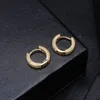 New Men039s Hoop Huggie Earrings Ice Out Cubic Zircon Gold Silver Color Couples Earring Rock Street Hip Hop Jewelry For Gift2813309