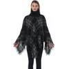 Plaid Poncho Fashion Knit Cashmere Scarves Girls Check Vintage Cape Scarf Wrap Lady Winter Shawl Cardigan Blankets Cloak Coat Sweater D6125