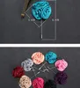 Mannen broche bloem revers pin 5 cm pak boutonniere stof garen pin 15 kleuren knop Stok rose broches voor bruiloft