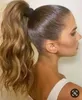 Malezyjski Dziewiczy Włosy Ciało Wave Sznurek Ponytail Hair Extension Clip In Mokre Falisty Kucyk Szepczek Naturalny Kolor Dwukany
