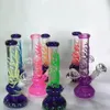 Glow In The Dark Beaker Bongs 6 Arms Tree Perc UV Oil Dab Rigs Straight Tube Glass Water Pipes With Diffused Downstem Bowl