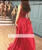 2019 Arabisch Glitzernde Rote Meerjungfrau Ballkleider Mit Abnehmbarem Überrock V-Ausschnitt Kristalle Abendkleider Perlen Partykleider Anpassen Auf Verkauf