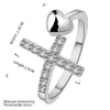 Epacket DHL Bague en argent sterling plaqué coeur croisé DASR592 Taille US 8; plaque en argent 925 pour femme avec bagues pierres latérales