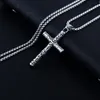 S1274 Fashion Jewelry Vintage Personality Carving Cross Necklace Titanium Steel Chain Cross Pendant Necklace