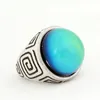 New Trendy Classic Design Womens Silver Plated 18MM Mood Gemstone Ring MJRS044