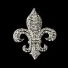 2" vintage zilveren heldere strass fleur de lis broche s