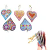 DIY w kształcie serca Keychain Rhinestone Malarstwo Key Pierścionek Walentynki Dekoracje Dar Dzieci Handmade Breloczek Uchwyt